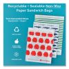 Peel and Seal Sandwich Bag with Closure Strip, 6.3 x 2 x 7.9, White with Blue Shark, 50/Box5