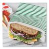 Paper Sandwich Bag, 7.1 x 2 x 9.4, White with Green Stripes, 50/Box3