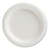 PFAS-Free Compostable Bagasse Plates, 6" dia, White, 250/Pack3