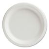 PFAS-Free Compostable Bagasse Plates, 9" dia, White, 250/Pack2