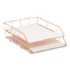 Letter-Size Desktop Fashion Filing Set, Rose Gold, (1) Rack, (3) Hanging Folders, (3) File Folders, (2) Trays,(1) Mail Sorter2