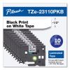 TZe Series Standard Adhesive Laminated Labeling Tape, 0.5", Black on White, 10/Pack4