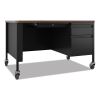 Mobile Teachers Pedestal Desks, Right-Hand Pedestal: Box/File Drawers, 48" x 30" x 29.5", Walnut/Black4