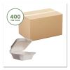 White Molded Fiber Clamshell Containers, 6 x 12 x 2, White, Sugarcane, 400/Carton2