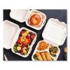 White Molded Fiber Clamshell Containers, 3-Compartment, 8 x 17 x 2, White, Sugarcane, 200/Carton3