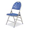 1100 Series Deluxe Fan-Back Tri-Brace Folding Chair, Supports 500 lb, Blue Seat/Back, Gray Base, 4/CT,Ships in 1-3 Bus Days3