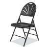 1100 Series Fan-Back Tri-Brace Dual Hinge Folding Chair, Supports 500 lb, 17.75" Seat Ht, Black, 4/CT, Ships in 1-3 Bus Days3