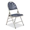 1100 Series Deluxe Fan-Back Tri-Brace Folding Chair, Supports 500 lb, Dk Blue Seat/Back, Gray Base,4/CT,Ships in 1-3 Bus Days2