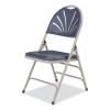 1100 Series Deluxe Fan-Back Tri-Brace Folding Chair, Supports 500 lb, Dk Blue Seat/Back, Gray Base,4/CT,Ships in 1-3 Bus Days3