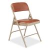 1200 Series Vinyl Dual-Hinge Folding Chair, Supports 500 lb, Honey Brown Seat/Back, Beige Base, 4/CT, Ships in 1-3 Bus Days2