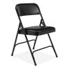 1200 Series Premium Vinyl Dual-Hinge Folding Chair, Supports 500 lb, 17.75" Seat Ht, Caviar Black, 4/CT,Ships in 1-3 Bus Days2