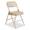 3200 Series 2" Vinyl Upholstered Double Hinge Folding Chair, Supports 300lb, 18.5" Seat Ht, Beige, 2/CT,Ships in 1-3 Bus Days2