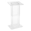 Clear Acrylic Lectern with Shelf, 24 x 15 x 46, Clear, Ships in 1-3 Business Days2