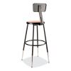 6200 Series 25"-33" Height Adj Heavy Duty Stool With Backrest, Supports 500 lb, Brown Seat, Black Base, Ships in 1-3 Bus Days4