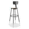 6200 Series 32"-39" Height Adj Heavy Duty Stool With Backrest, Supports 500 lb, Brown Seat, Black Base, Ships in 1-3 Bus Days4