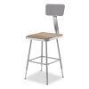 6300 Series Height Adj HD Square Seat Steel Stool w/Back, Supports 500 lb, 18"-26" Seat Ht, Brown/Gray, Ships in 1-3 Bus Days2