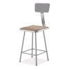 6300 Series HD Square Seat Stool w/Backrest, Supports 500 lb, 23.25" Seat Ht, Brown Seat,Gray Back/Base,Ships in 1-3 Bus Days2