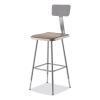 6300 Series Height Adj HD Square Seat Stool w/Back, Supports 500 lb, 23.75"-31.75" Seat Ht, Brown/Gray, Ships in 1-3 Bus Days2