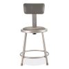 6400 Series Heavy Duty Vinyl Padded Stool w/Backrest, Supports 300 lb, 18" Seat Ht, Gray Seat/Back/Base,Ships in 1-3 Bus Days2