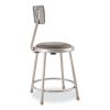 6400 Series Heavy Duty Vinyl Padded Stool w/Backrest, Supports 300 lb, 18" Seat Ht, Gray Seat/Back/Base,Ships in 1-3 Bus Days3