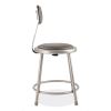 6400 Series Heavy Duty Vinyl Padded Stool w/Backrest, Supports 300 lb, 18" Seat Ht, Gray Seat/Back/Base,Ships in 1-3 Bus Days4