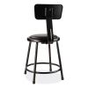 6400 Series Heavy Duty Vinyl Padded Stool w/Backrest, Supports 300lb, 18" Seat Ht, Black Seat/Back/Base,Ships in 1-3 Bus Days2