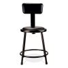 6400 Series Heavy Duty Vinyl Padded Stool w/Backrest, Supports 300lb, 18" Seat Ht, Black Seat/Back/Base,Ships in 1-3 Bus Days3