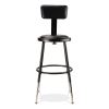 6400 Series Height Adj Heavy Duty Vinyl Steel Stool w/Backrest, Supports 300 lb, 19"-27" Seat Ht, Black,Ships in 1-3 Bus Days2