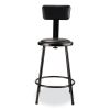 6400 Series Heavy Duty Vinyl Padded Stool w/Backrest, Supports 300lb, 24" Seat Ht, Black Seat/Back/Base,Ships in 1-3 Bus Days2