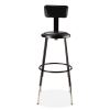 6400 Series Height Adj Heavy Duty Vinyl Steel Stool w/Backrest, Supports 300 lb, 25"-33" Seat Ht, Black,Ships in 1-3 Bus Days2