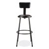 6400 Series Heavy Duty Vinyl Padded Stool w/Backrest, Supports 300lb, 30" Seat Ht, Black Seat/Back/Base,Ships in 1-3 Bus Days4