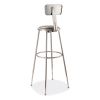 6400 Series Height Adjustable Heavy Duty Padded Stool w/Backrest, Supports 300lb, 32"-39" Seat Ht, Gray,Ships in 1-3 Bus Days3