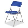 800 Series Premium Plastic Folding Chair, Supports 500 lb, 18" Seat Ht, Blue Seat/Back, Gray Base, 4/CT,Ships in 1-3 Bus Days3