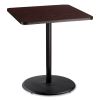 Cafe Table, 36w x 36d x 42h, Square Top/Round Base, Mahogany Top, Black Base, Ships in 7-10 Business Days2