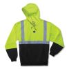 GloWear 8293 Hi-Vis Class 2 Hooded Sweatshirt Black Bottom, Polar Fleece, Small, Lime, Ships in 1-3 Business Days1