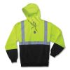 GloWear 8293 Hi-Vis Class 2 Hooded Sweatshirt Black Bottom, Polar Fleece, Small, Lime, Ships in 1-3 Business Days1