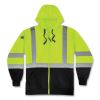GloWear 8372 ZipUp HiVis Class 3 Zip Hood Sweatshirt w/ Black Bottom, Polar Fleece, Lime, Medium, Ships in 1-3 Business Days1