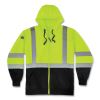 GloWear 8372 ZipUp HiVis Class 3 Zip Hood Sweatshirt w/ Black Bottom, Polar Fleece, Lime, Medium, Ships in 1-3 Business Days1