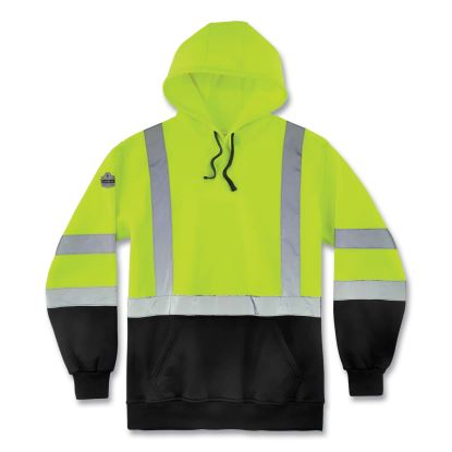 GloWear 8373 Hi-Vis Class 3 Hooded with Sweatshirt Black Bottom, Polar Fleece, Lime, Medium, Ships in 1-3 Business Days1