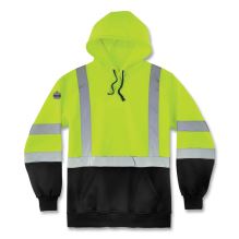 GloWear 8373 Hi-Vis Class 3 Hooded with Sweatshirt Black Bottom, Polar Fleece, Lime, Medium, Ships in 1-3 Business Days1