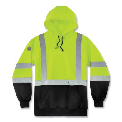 GloWear 8373 Hi-Vis Class 3 Hooded with Sweatshirt Black Bottom, Polar Fleece, Lime, Medium, Ships in 1-3 Business Days1