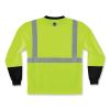 GloWear 8291BK Type R Class 2 Black Front Long Sleeve T-Shirt, Polyester, Medium, Lime, Ships in 1-3 Business Days2