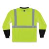 GloWear 8291BK Type R Class 2 Black Front Long Sleeve T-Shirt, Polyester, Large, Lime, Ships in 1-3 Business Days3