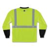 GloWear 8291BK Type R Class 2 Black Front Long Sleeve T-Shirt, Polyester, X-Large, Lime, Ships in 1-3 Business Days4