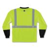 GloWear 8291BK Type R Class 2 Black Front Long Sleeve T-Shirt, Polyester, 3X-Large, Lime, Ships in 1-3 Business Days4