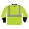 GloWear 8291BK Type R Class 2 Black Front Long Sleeve T-Shirt, Polyester, 4X-Large, Lime, Ships in 1-3 Business Days2