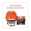 Skullerz 8974LED Class E Safety Helmet w/8981 Universal LED Headlamp, 6-Pt Ratchet Susp, Orange, Ships in 1-3 Business Days5