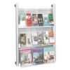 Luxe Magazine Rack, 9 Compartments, 31.75w x 5d x 41h, Clear/Silver, Ships in 1-3 Business Days3