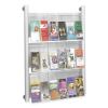 Luxe Magazine Rack, 9 Compartments, 31.75w x 5d x 41h, Clear/Silver, Ships in 1-3 Business Days4