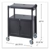 Steel Adjustable AV Cart w/Cabinet, Metal, 3 Shelf, 6 AC Outlets, 40 lb Cap, 26.75x20.5x42, Black, Ships in 1-3 Business Days2